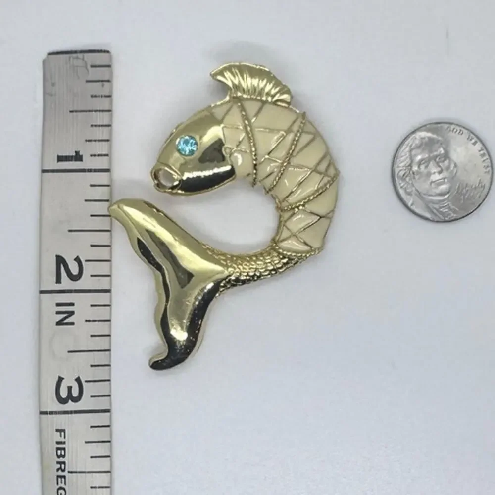 Lilly Pulitzer Koi fish brooch / necklace * gold tone preppy, coastal, nautical